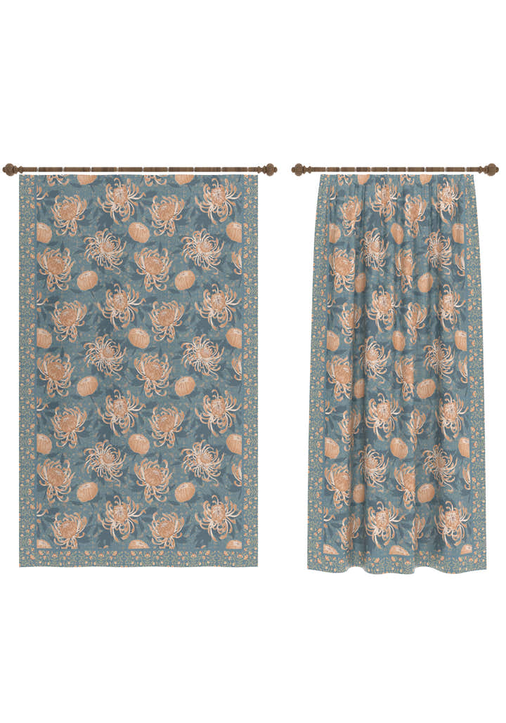 Eulalia Blue Floral Curtain