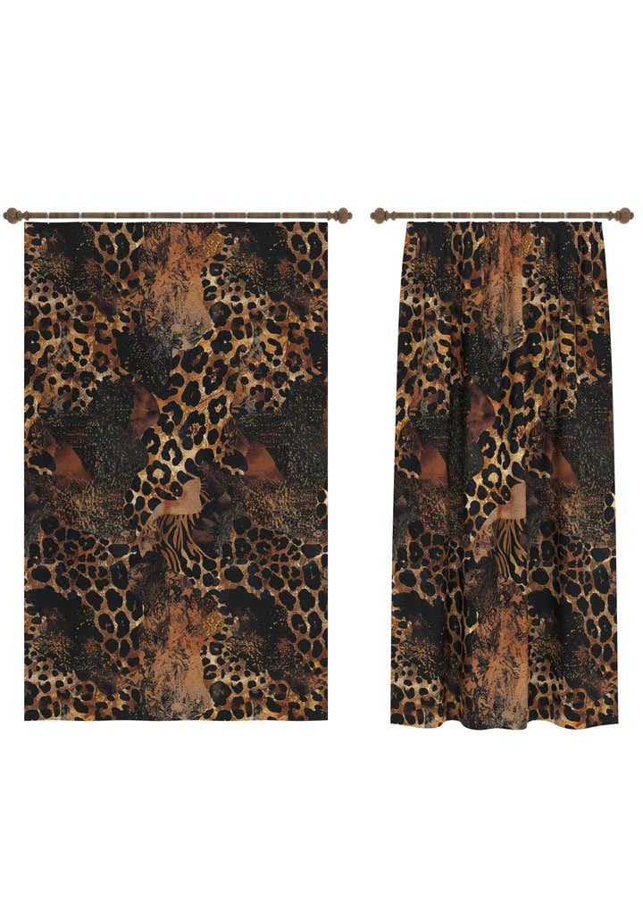 Caius Brown Animal Print Curtain