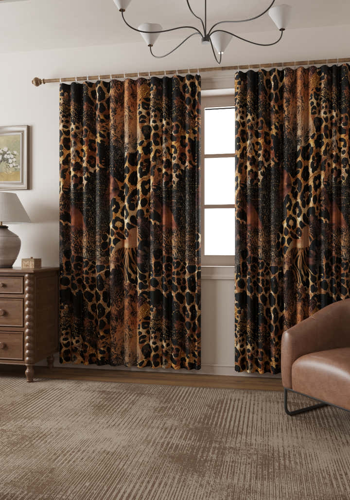 Caius Brown Animal Print Curtain