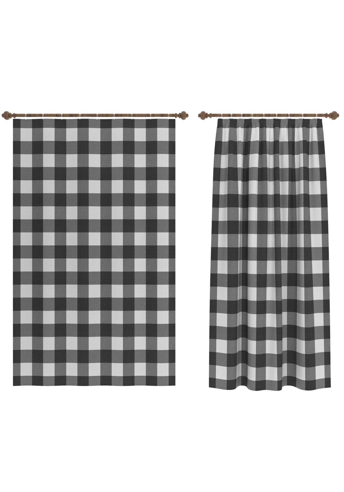 Jove Black and White Plaid Curtain