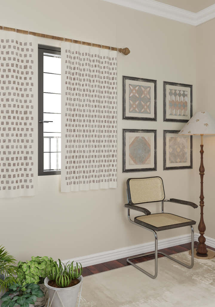 Thalia Cream Geometric Curtain