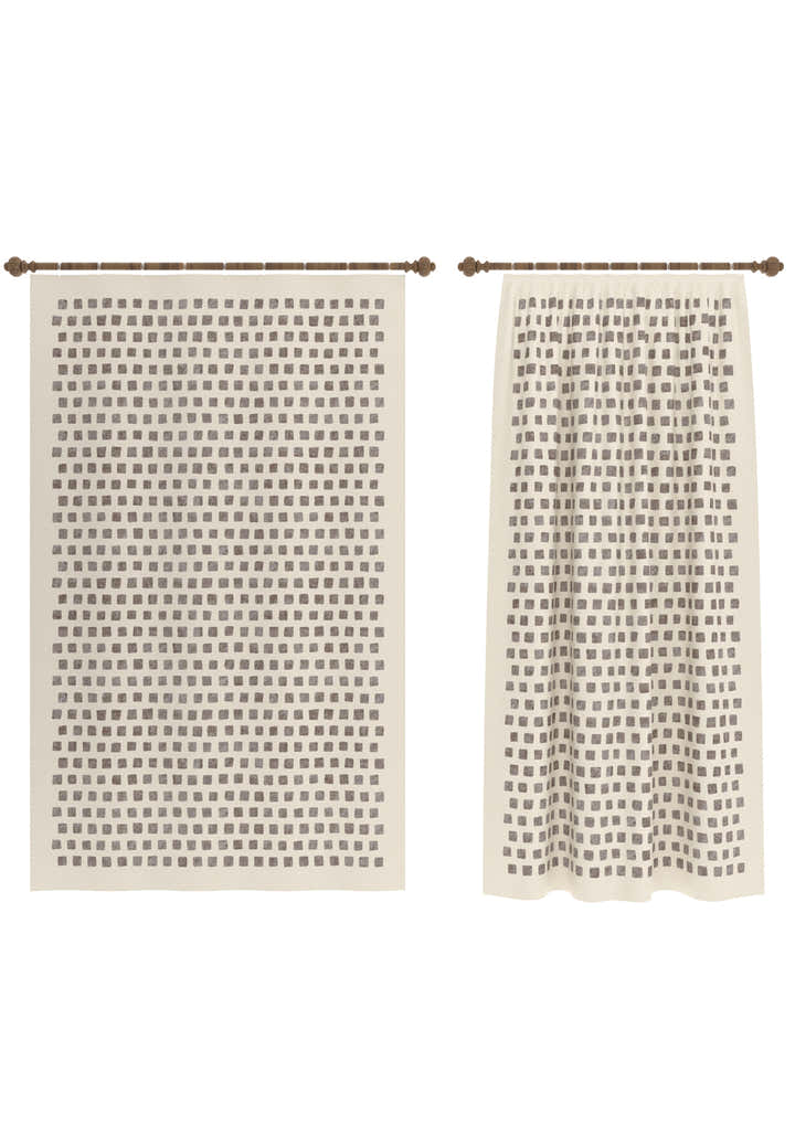 Thalia Cream Geometric Curtain