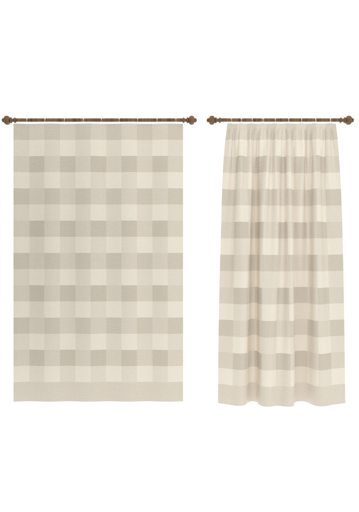 Liam Beige Gingham Curtain