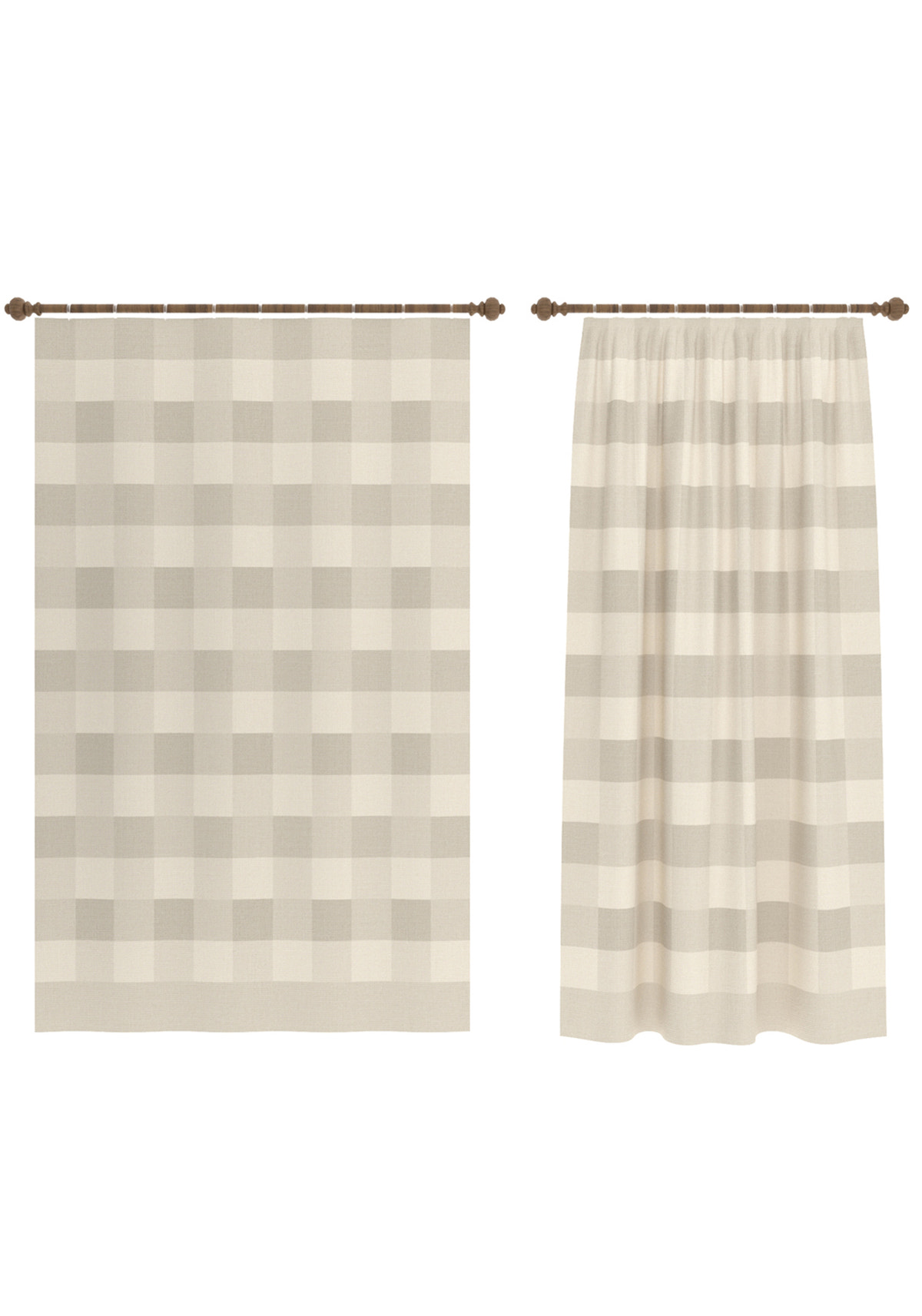 Liam Beige Gingham Curtain