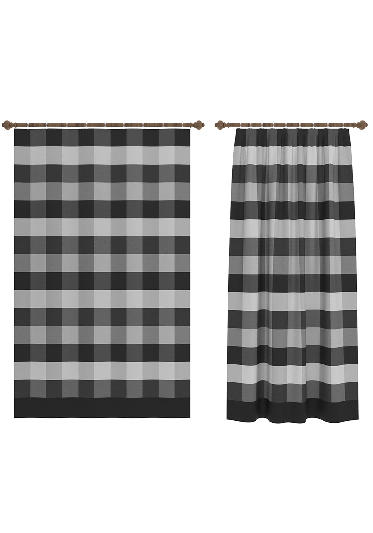 Liam Black Plaid Curtain