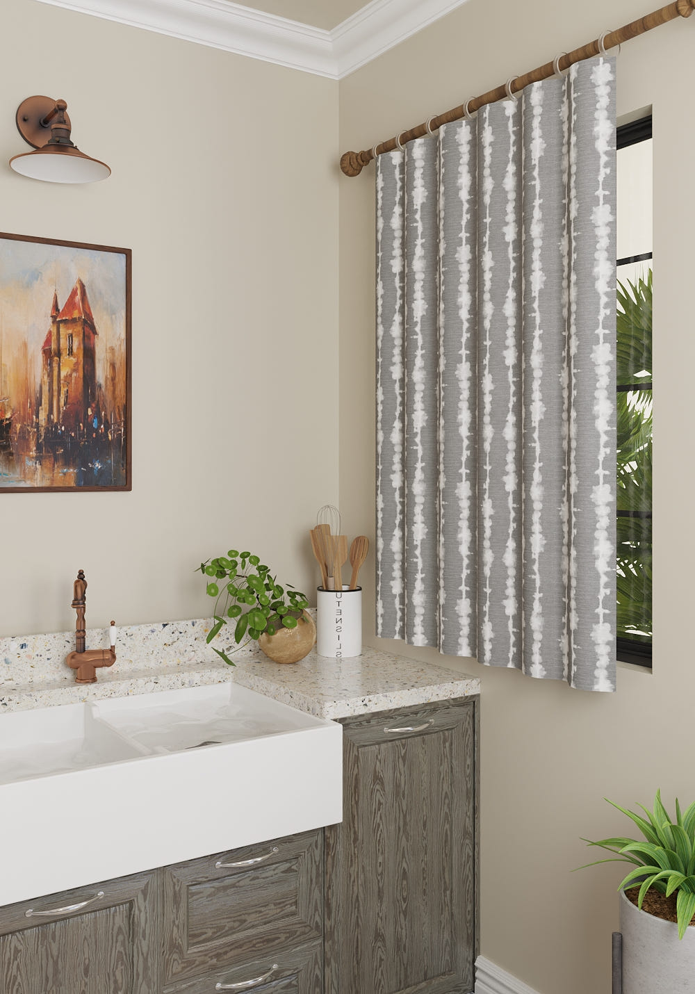 Penelope Grey Striped Curtain