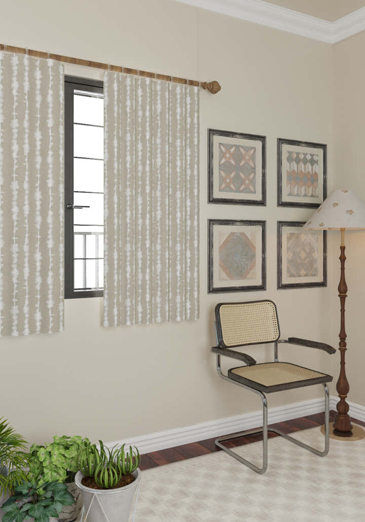 Penelope Striped Greige Curtain