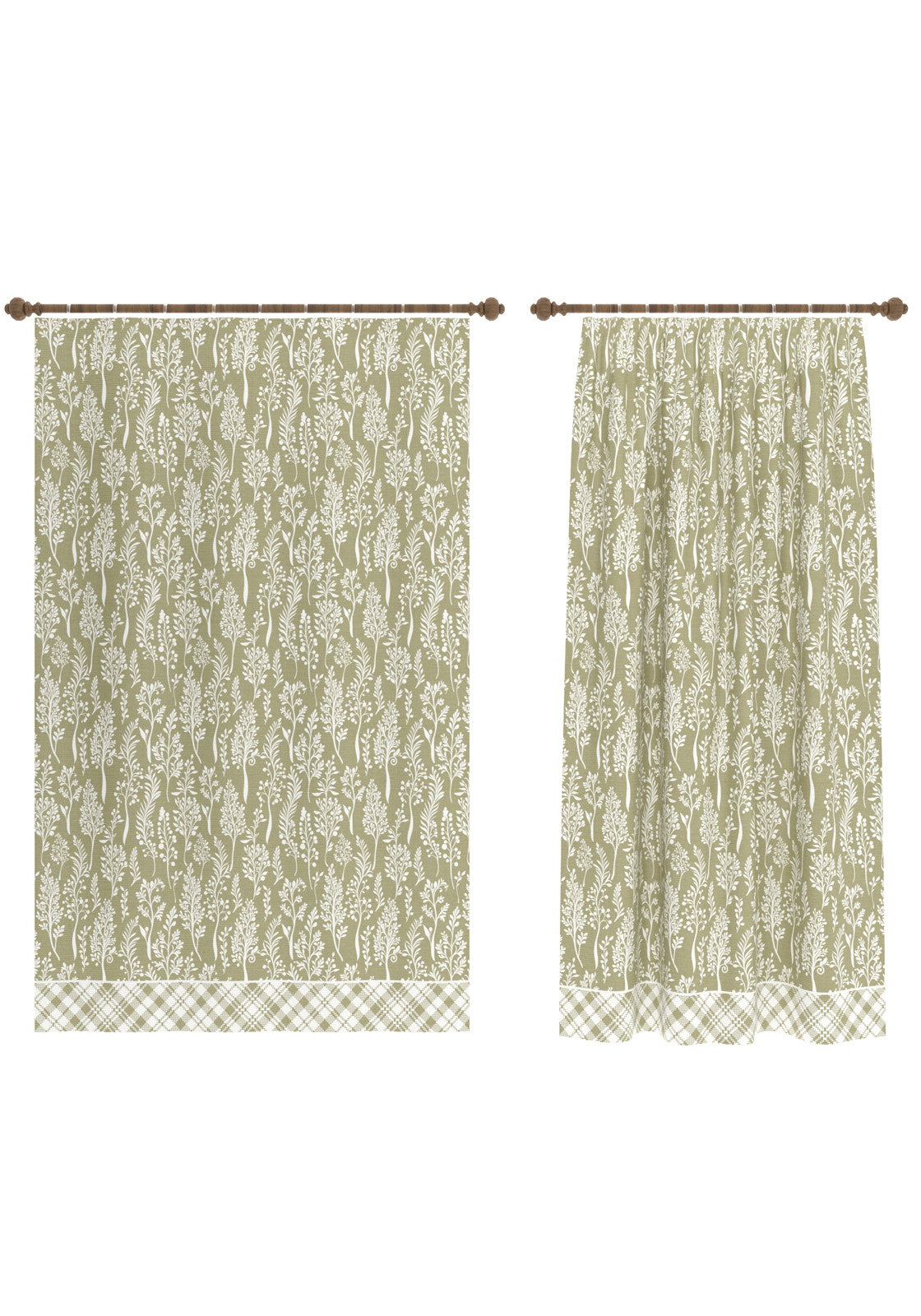 Alder Floral Sage Green Curtain
