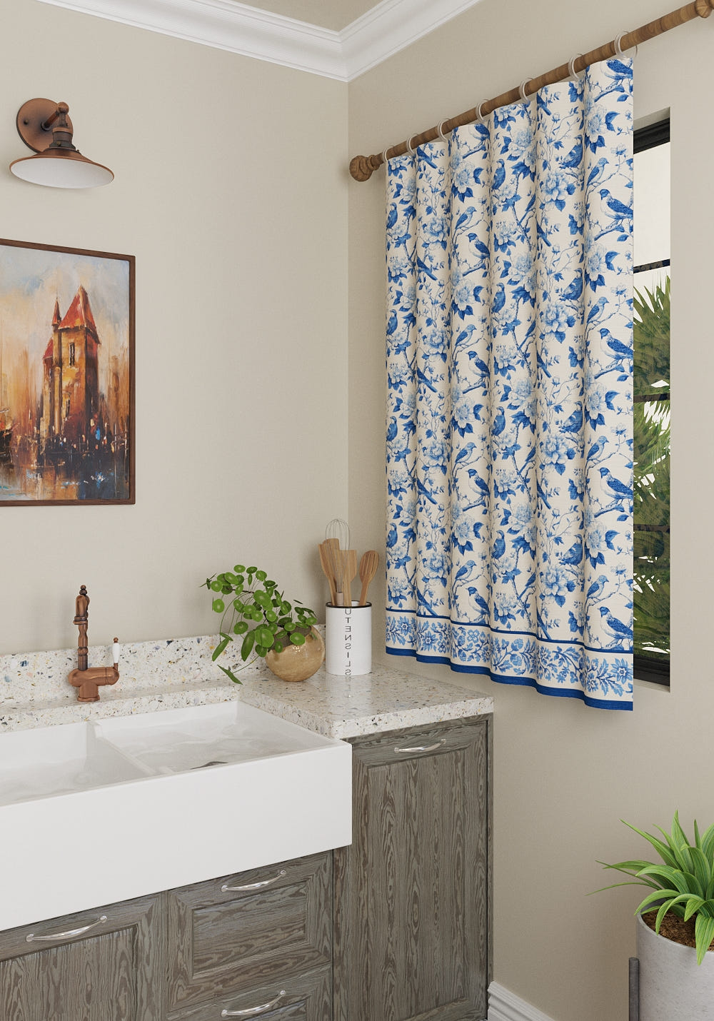 Isolde Blue Toile Curtain