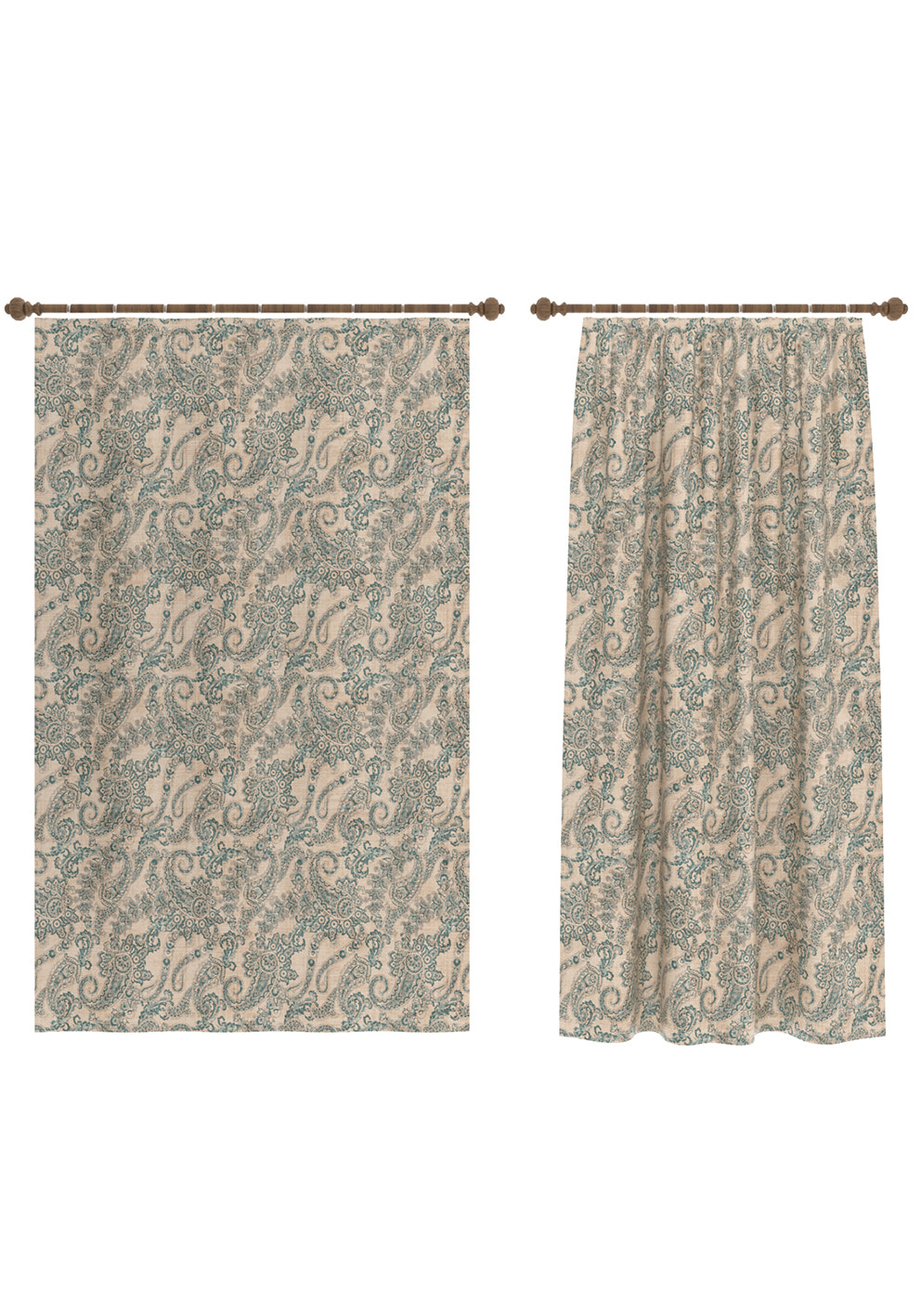 Elena Teal and Cream Curtain
