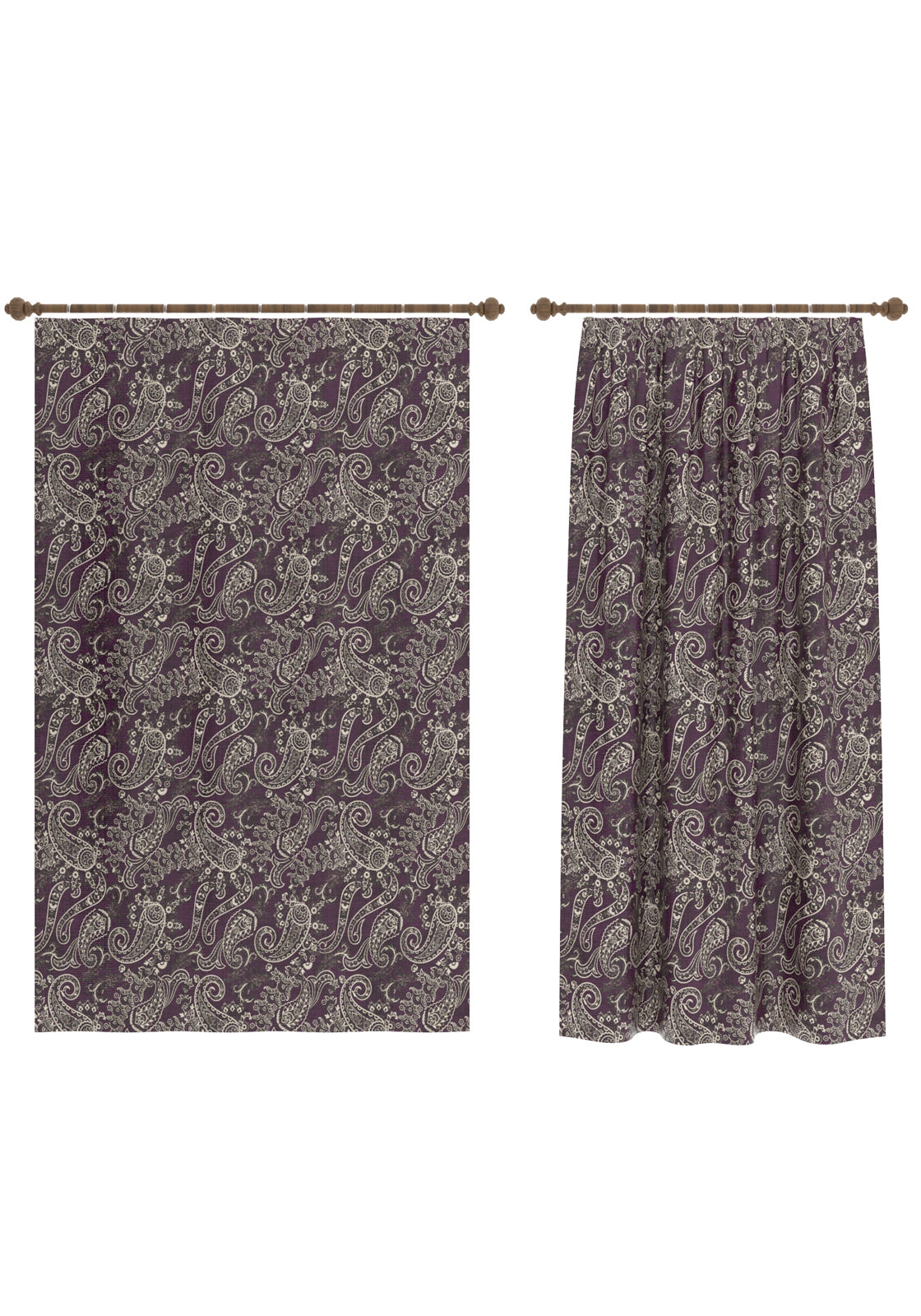 Elena Purple Paisley Curtain