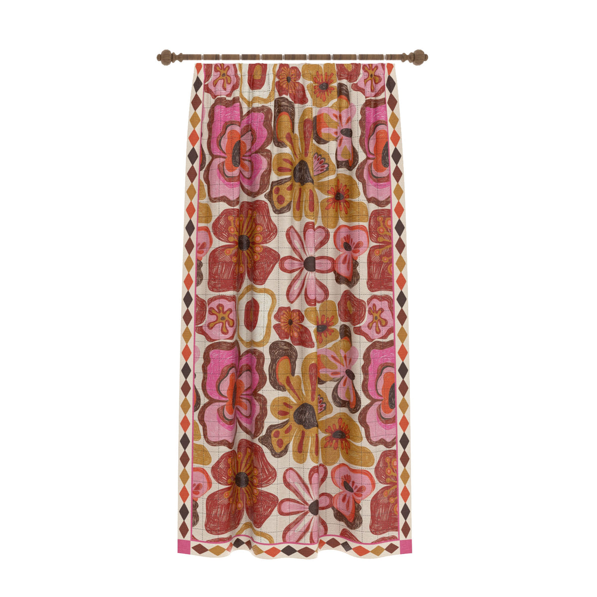 Cherry Vintage Floral Curtain