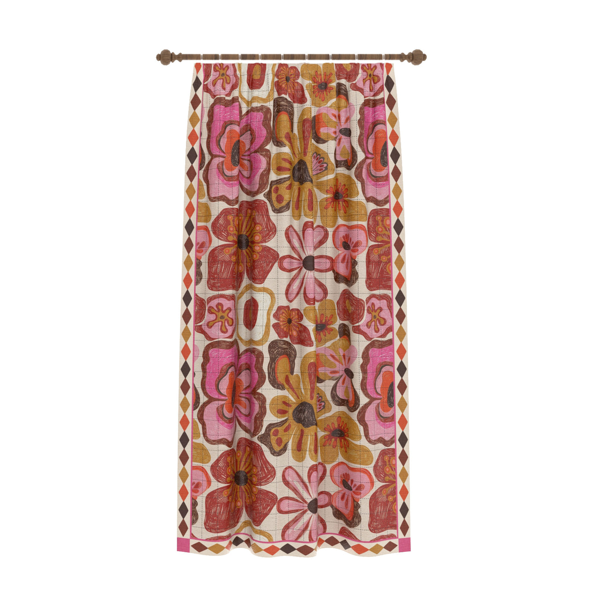 Cherry Vintage Floral Curtain