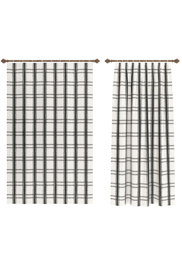 Jessamine Black and White Plaid Curtain