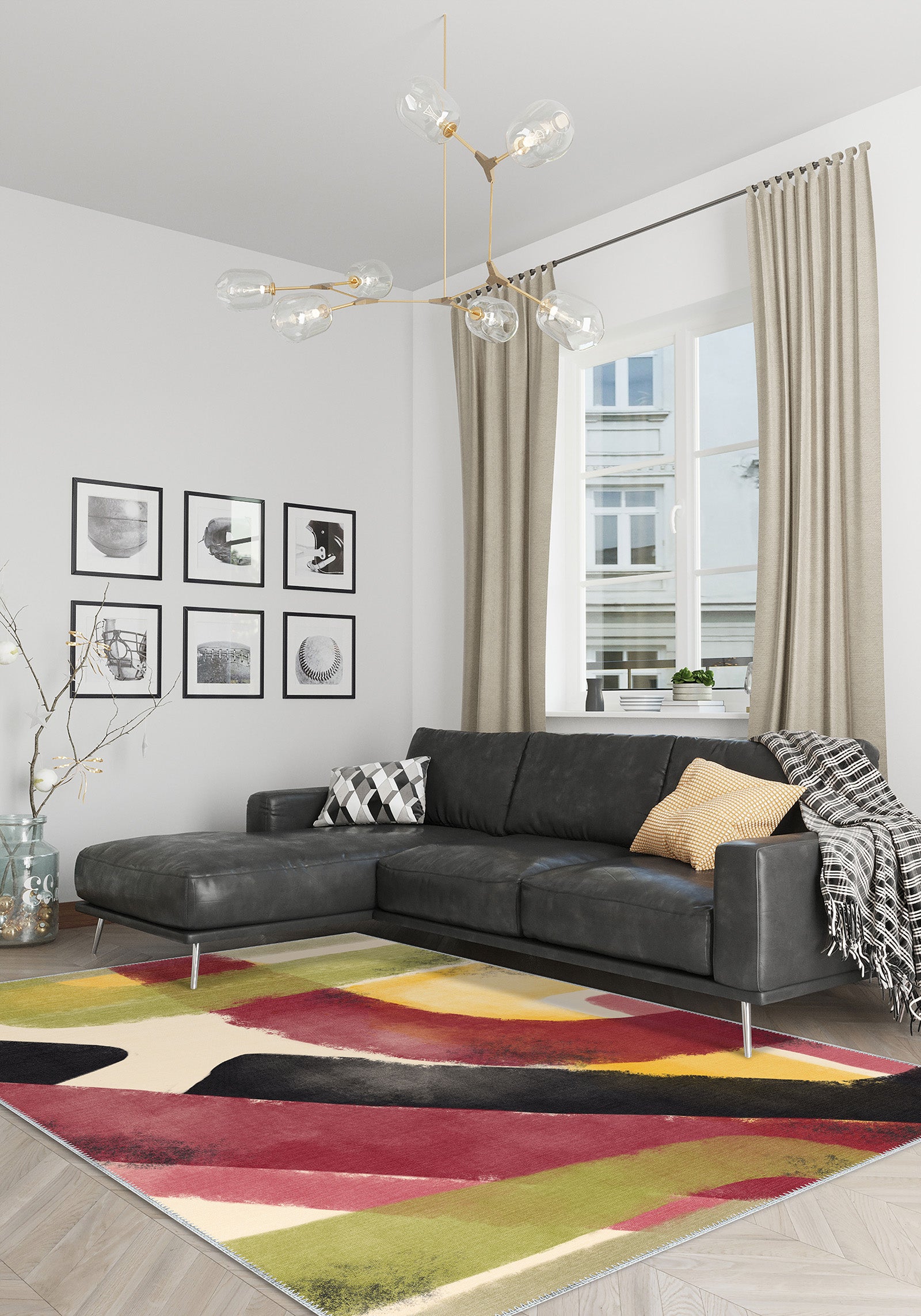 Aleron Multi Coloured Abstract Rug