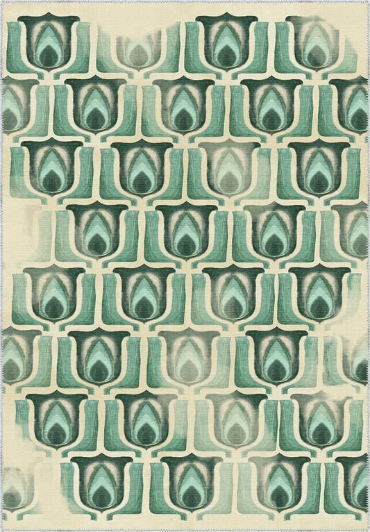 Cleo Green Tulip Mid Century Modern Rug