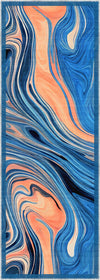 Zane Blue Abstract Washable Rug