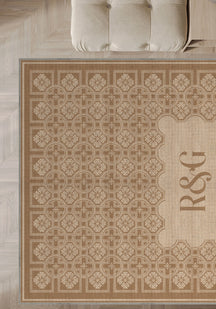 Marisa Beige Customizable Monogram Rug
