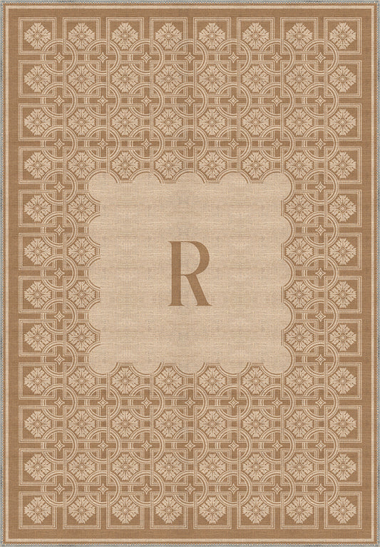 Marisa Beige Customizable Monogram Rug