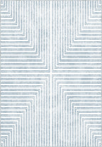 Kylie Striped Washable Rug - Light Blue