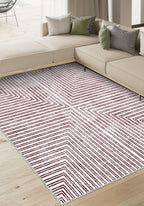 Kylie Geometric Washable Rug - Burgundy