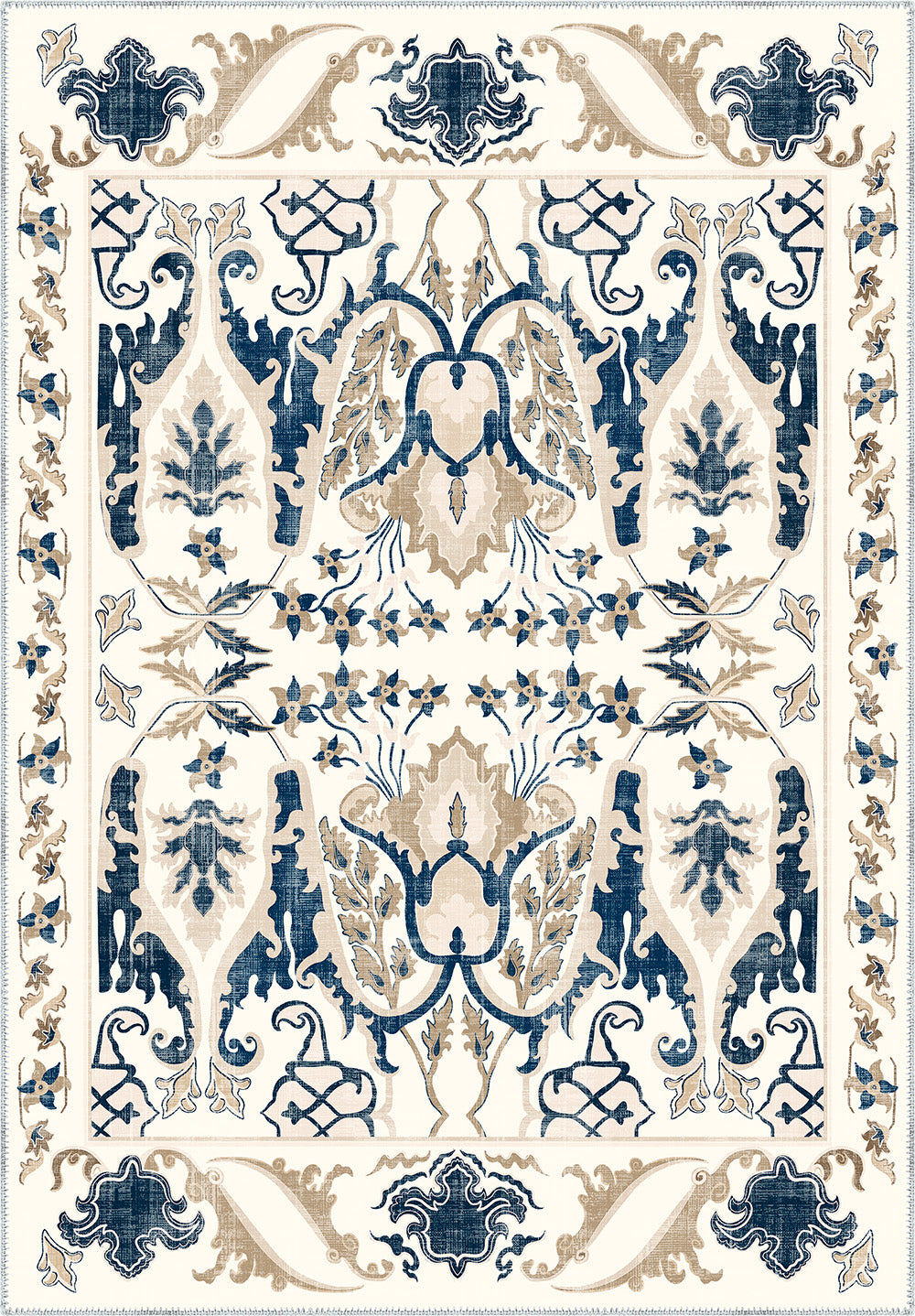 Henry Blue Brown Distressed Washable Rug