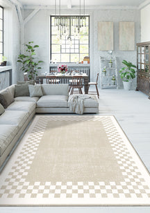 Gawain Beige Checkered Rug