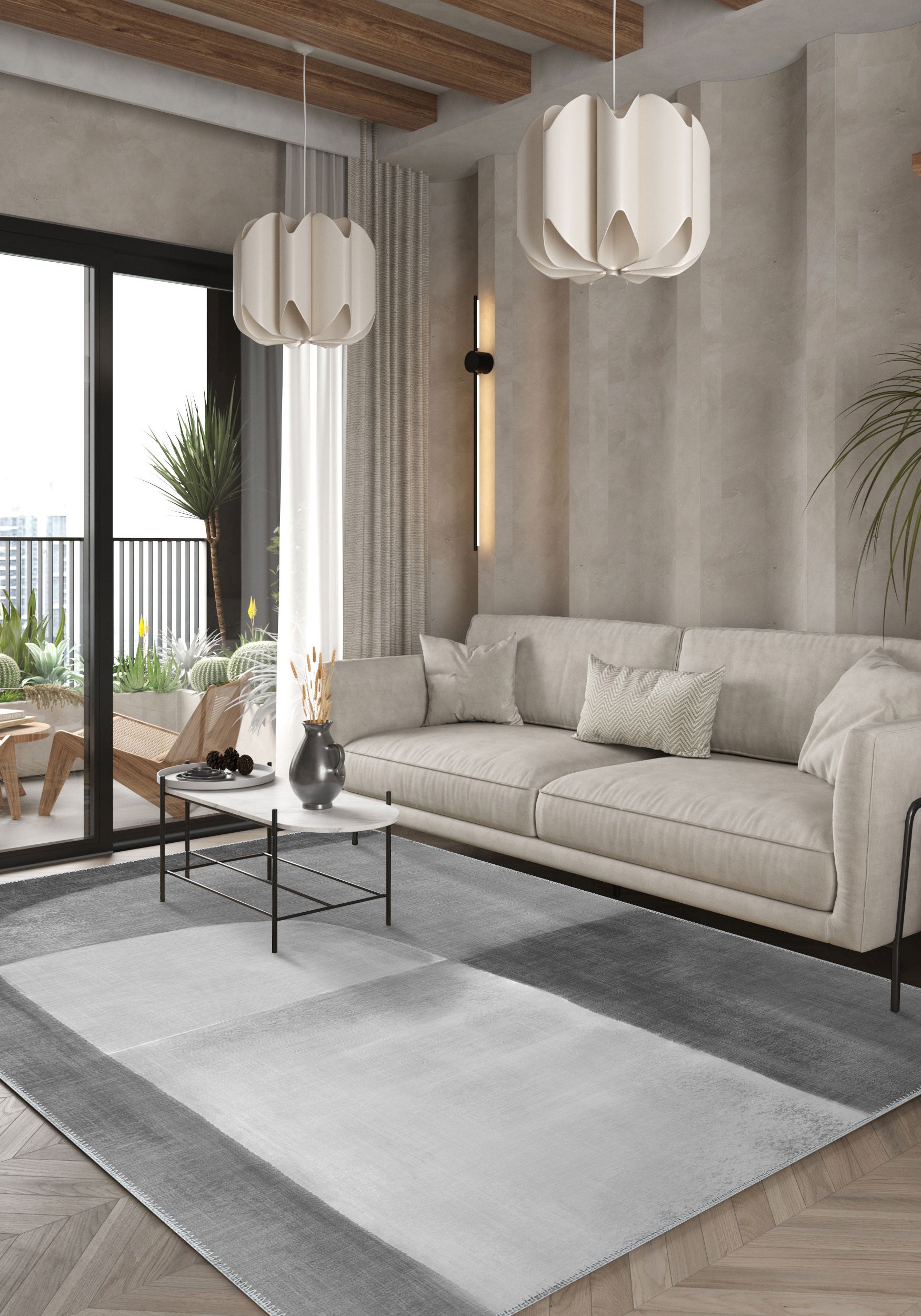 Ianthe Grey Abstract Rug