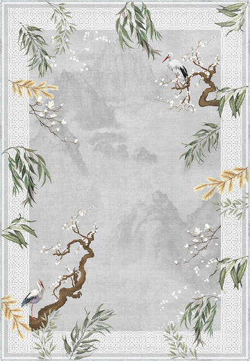 Haku Grey Crane Rug