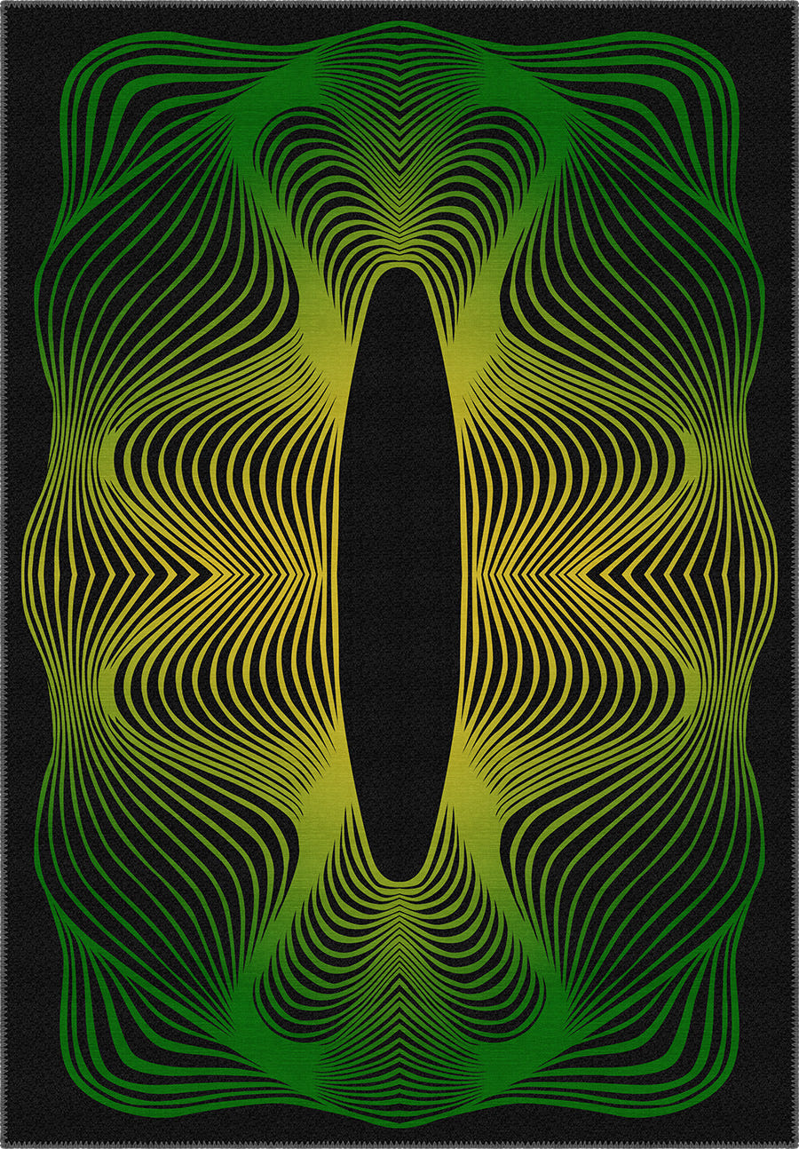 Optio Black Green Futuristic Rug
