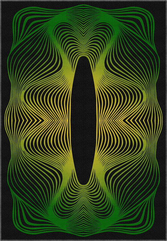Optio Black Green Futuristic Rug