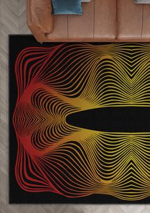 Optio Black Orange Psychedelic Art Rug