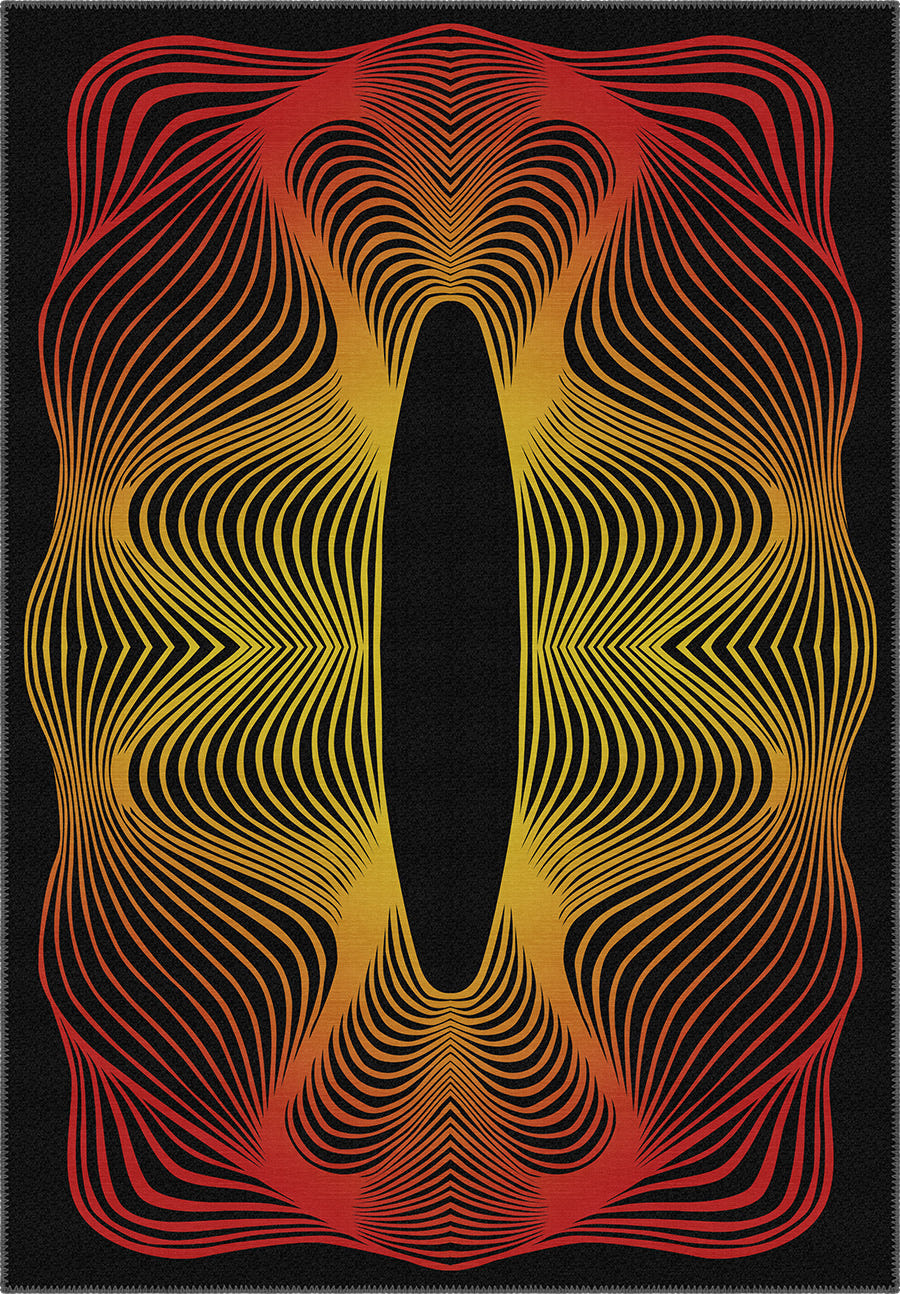 Optio Black Orange Psychedelic Art Rug