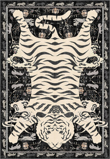 Tashi Black and White Tiger Pelt Rug