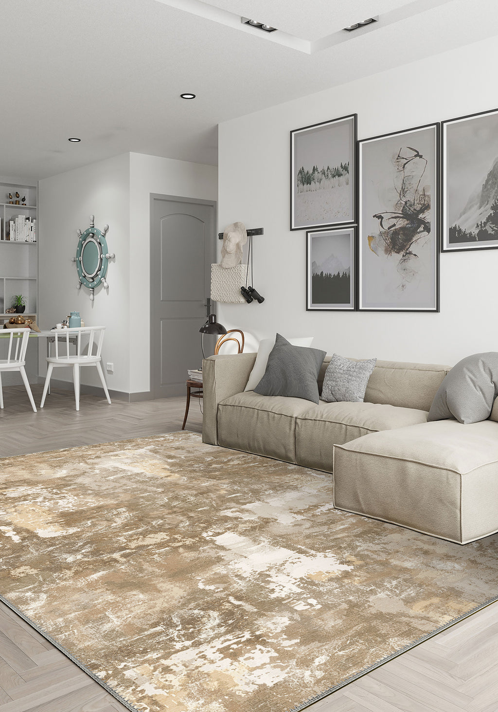 Matthew Light Brown Washable Rug