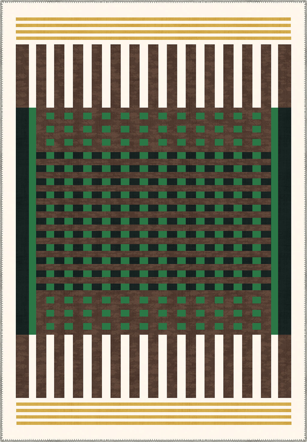 Quillon Green Plaid Rug
