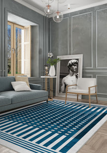 Quillon Blue Striped Rug