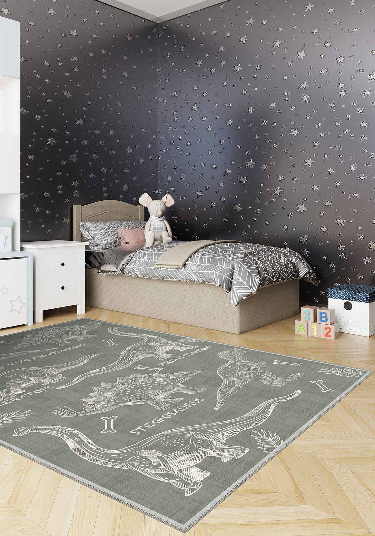 Daxon Green Dinosaur Rug