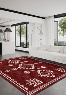Lina Burgundy Rustic Rug
