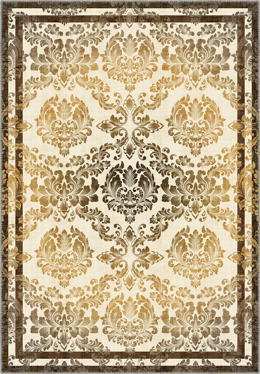 Liliane Gold Damask Rug | Rugette Gothic Rug