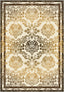Damask rug in cream, gold and brown.