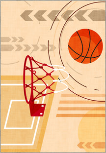 Basketball rug for kids rooms and playrooms.