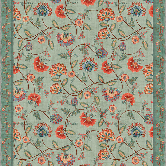 Green floral paisley rug