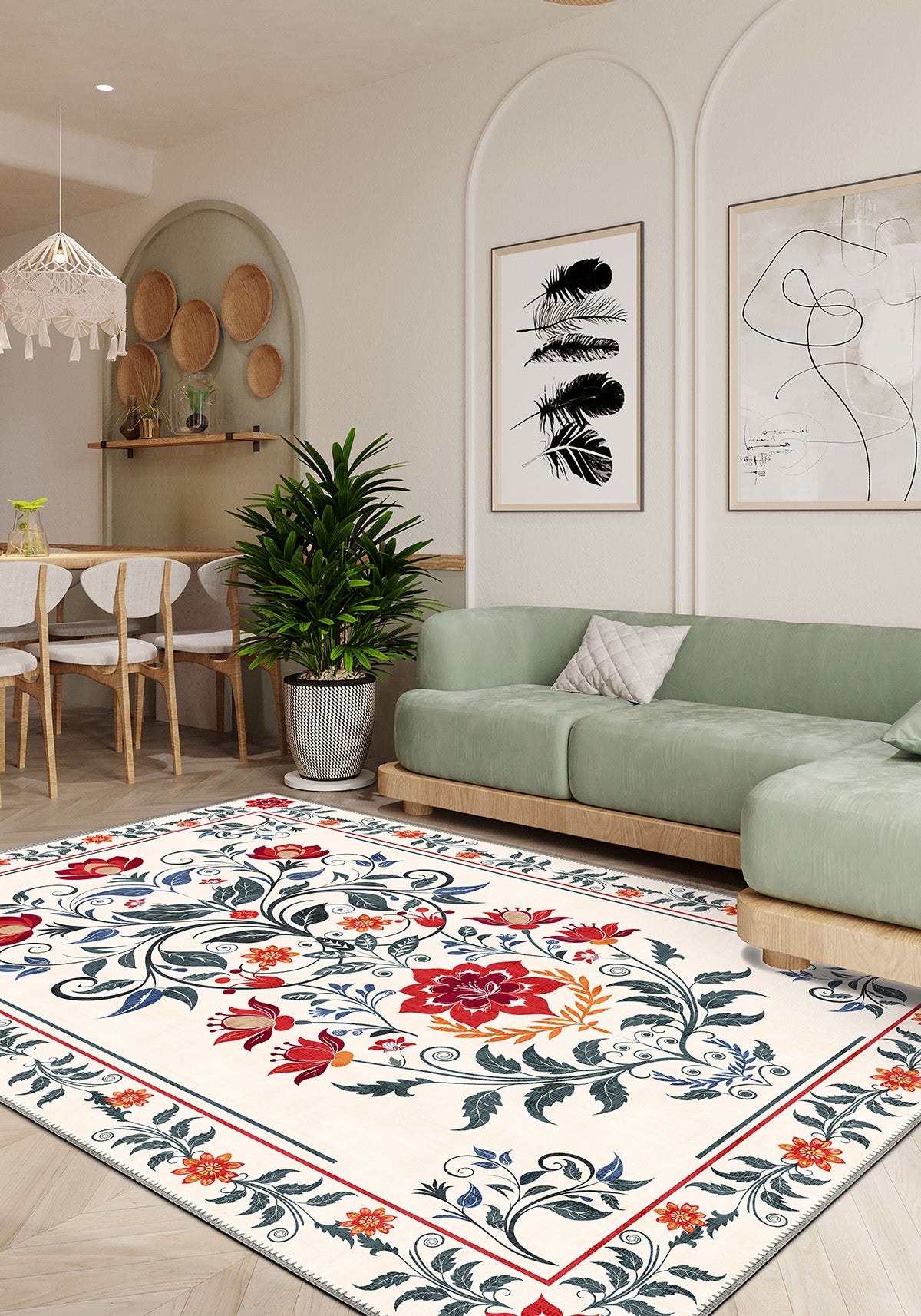 Anatolian floral rug for living room.