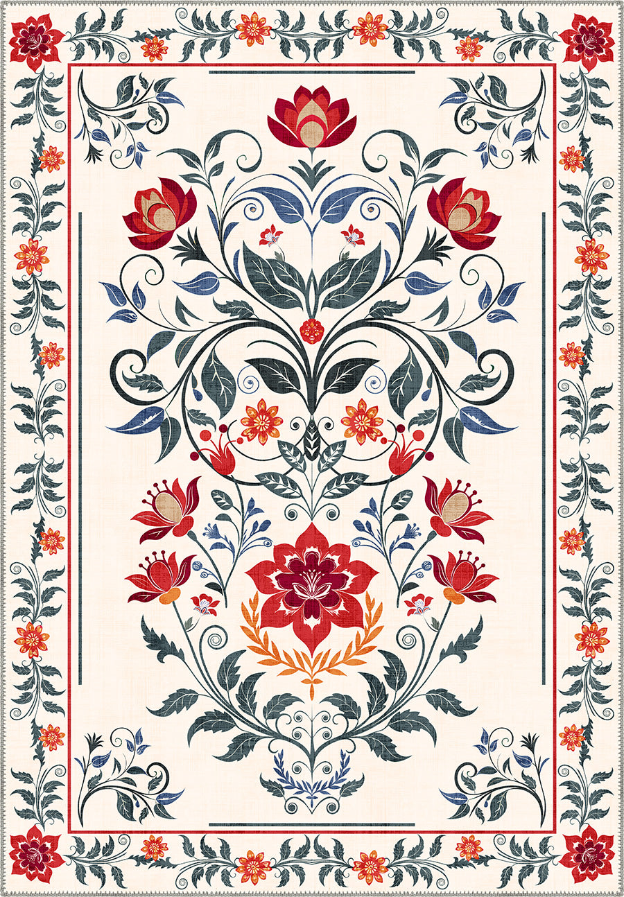 Floral Anatolian rug for living room.