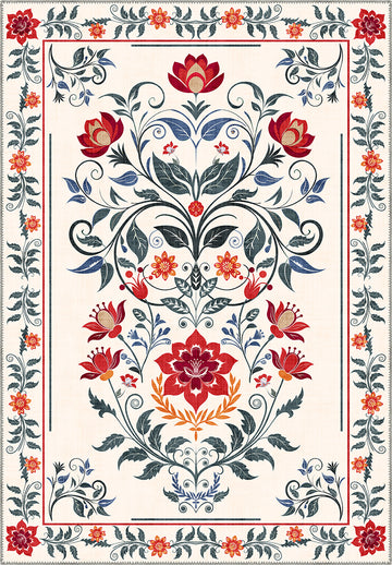 Floral Anatolian rug for living room.