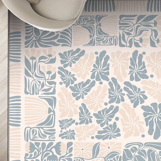 Pastel floral rug for living room.