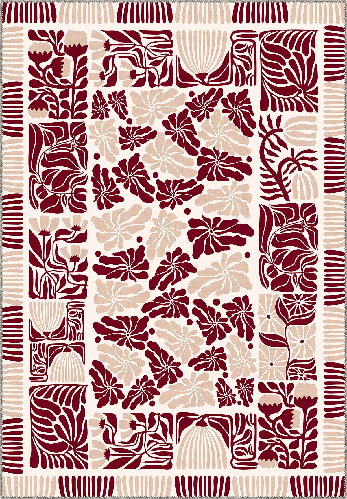 Calanthe Burgundy Floral Rug | Rugette Living Room Rug