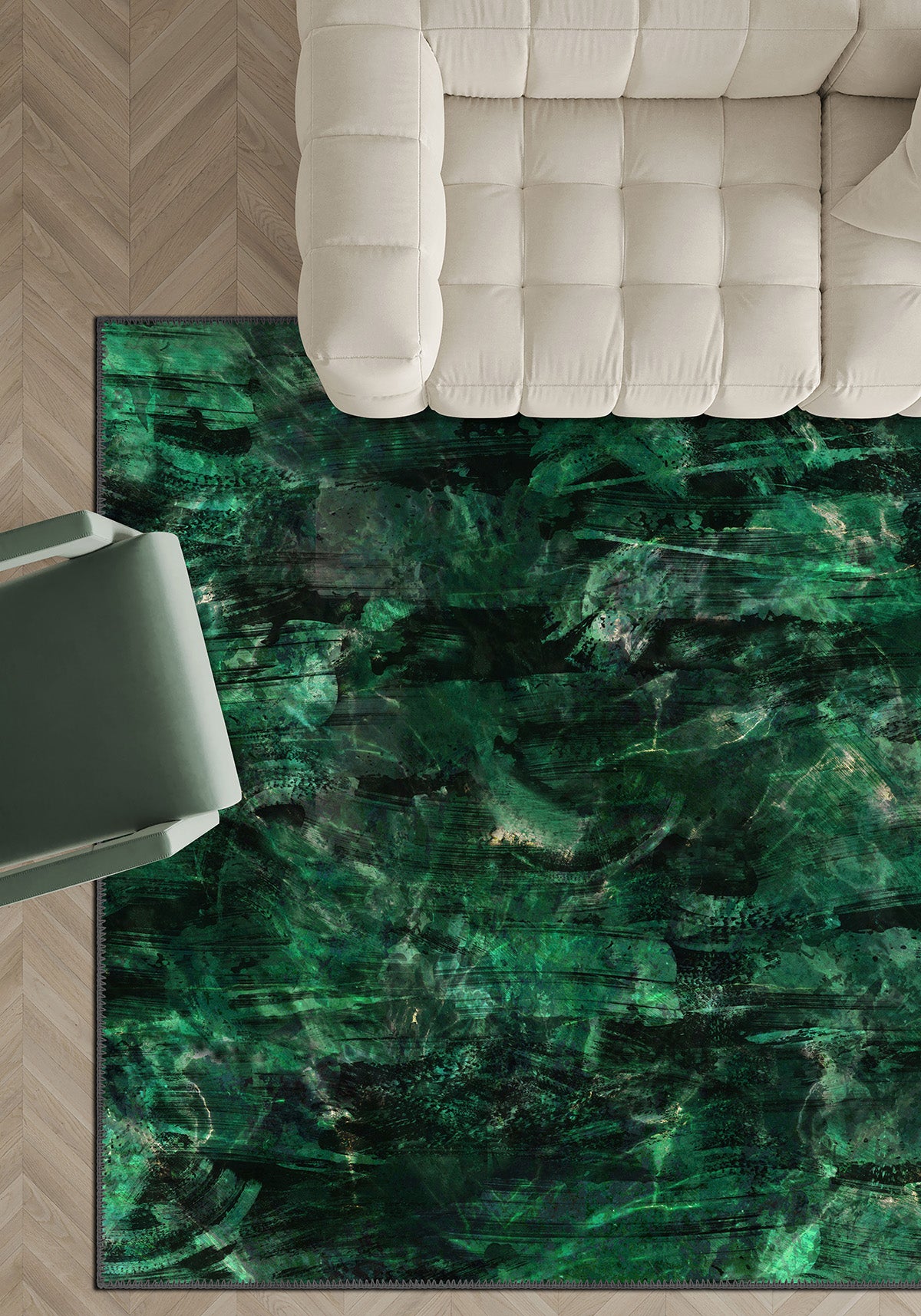 Verdara Emerald Green Rug | Rugette Living Room Rug
