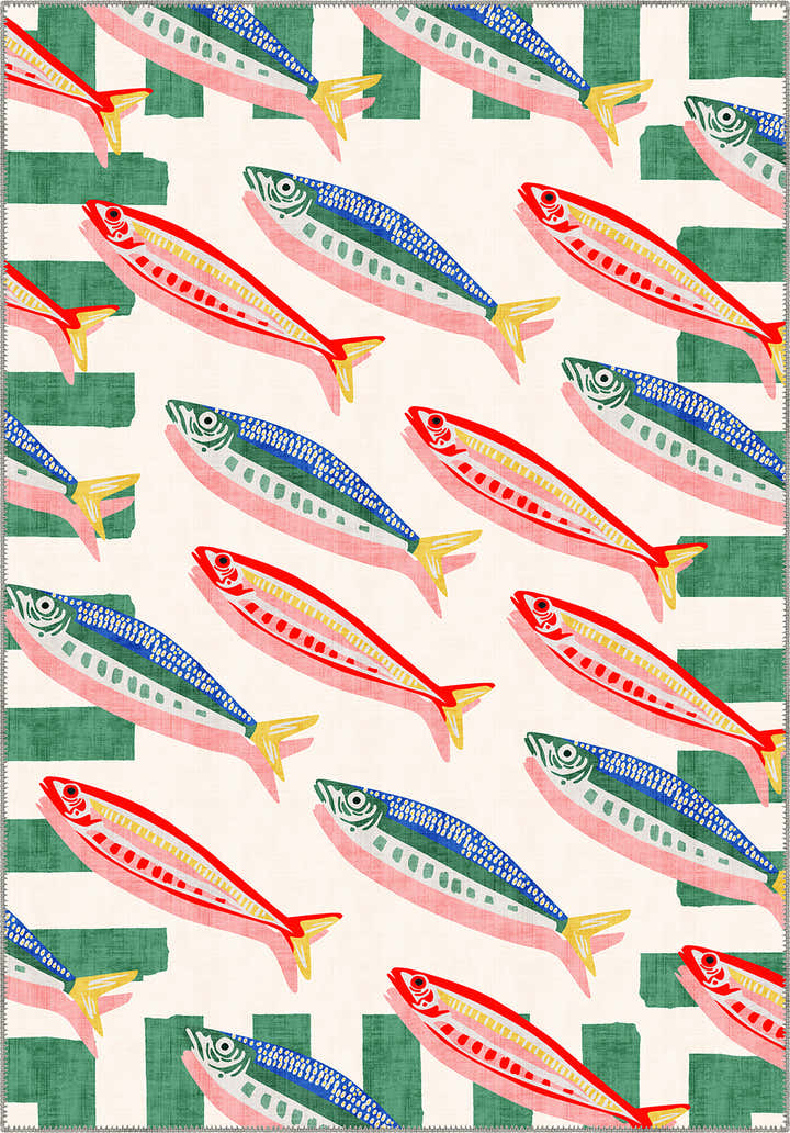 Colorful fish rug.